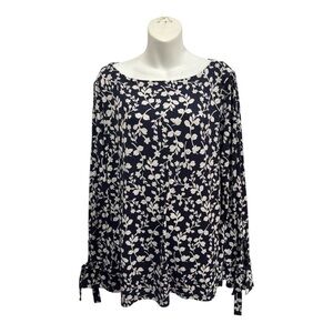 Banana Republic Navy and White Relaxed Blouse size XL